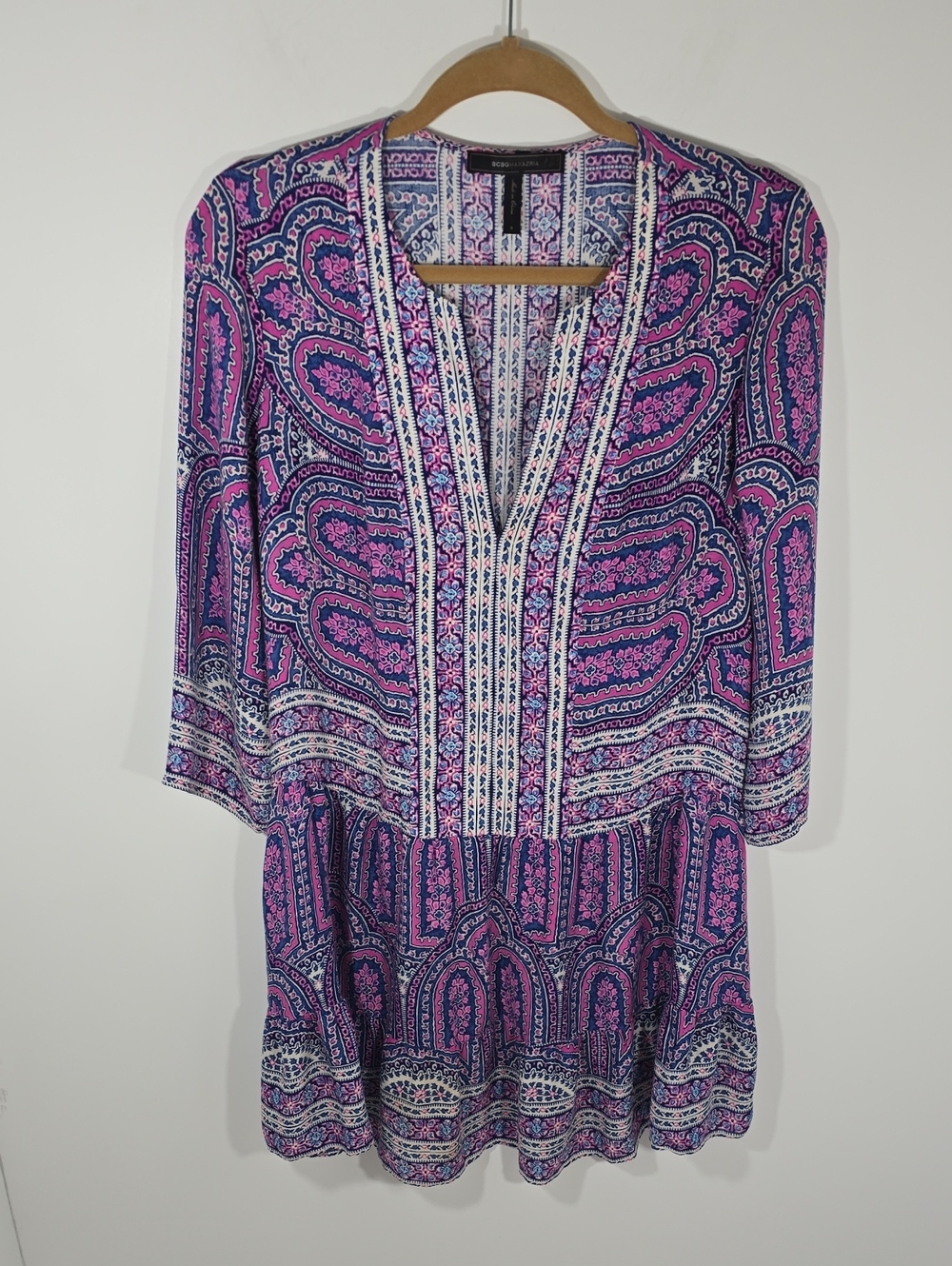 {BCBGMAXAZRIA} Dahlia Dress Fuchsia Combo - SIZE SMALL